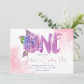 水彩紫陽花第1誕生日 招待状 (スタンド正面)