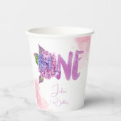 水彩紫陽花第1誕生日 紙コップ (正面)