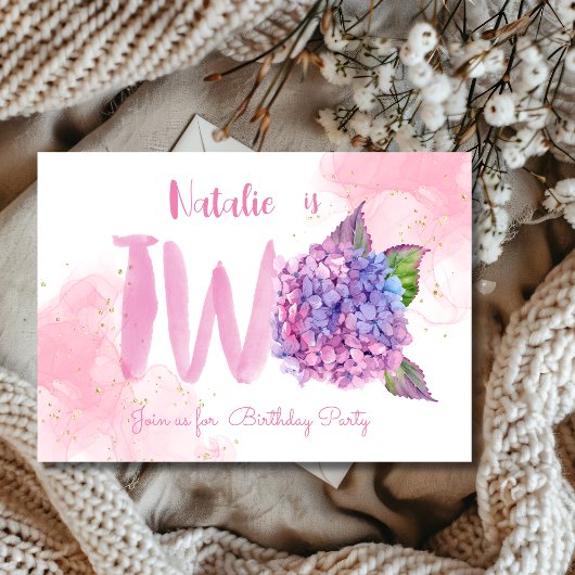 水彩紫陽花第2誕生日招待状 招待状