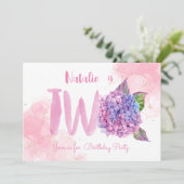 水彩紫陽花第2誕生日招待状 招待状 (スタンド正面)