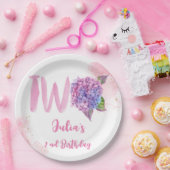 水彩紫陽花第2誕生日 ペーパープレート (パーティー)