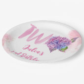 水彩紫陽花第2誕生日 ペーパープレート (アングル)