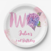 水彩紫陽花第2誕生日 ペーパープレート (正面)
