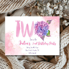 水彩紫陽花第2誕生日 招待状