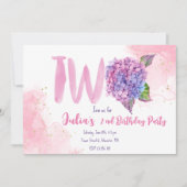 水彩紫陽花第2誕生日 招待状 (正面)