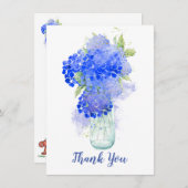 水彩紫陽花美しい青感謝してい花 サンキューカード (正面/裏面)