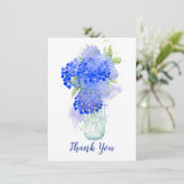 水彩紫陽花美しい青感謝してい花 サンキューカード (スタンド正面)