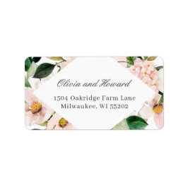 水彩紫陽花赤面ピンクフローラ エレガント ラベル