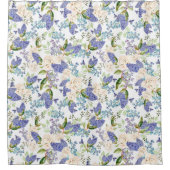 水彩紫陽花&バラ花 シャワーカーテン (正面)