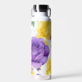 水彩紫黄色バラ ウォーターボトル (正面)
