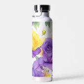 水彩紫黄色バラ ウォーターボトル (右面)