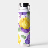 水彩紫黄色バラ ウォーターボトル (背面)