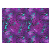 水彩紫&ティール（緑がかった色）大理石銀河系 テーブルクロス (正面(横))