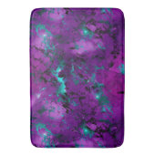 水彩紫&ティール（緑がかった色）大理石銀河系 バスマット (正面縦)