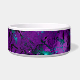 水彩紫&ティール（緑がかった色）大理石銀河系 ボウル