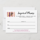 水彩紫&金ゴールドギフト証明書カード 招待状 (裏面)