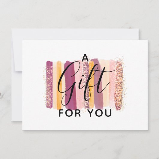 水彩紫&金ゴールドギフト証明書カード 招待状 (正面)