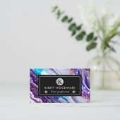 水彩紫&青グリッター瑪瑙アルコールインキ 名刺 (スタンド正面)