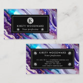 水彩紫&青グリッター瑪瑙アルコールインキ 名刺 (正面/裏面)