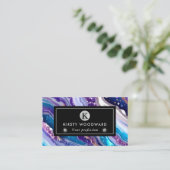 水彩紫&青グリッター瑪瑙アルコールインキ 名刺 (スタンド正面)