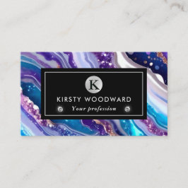 水彩紫&青グリッター瑪瑙アルコールインキ 名刺