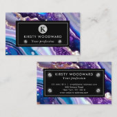 水彩紫&青グリッター瑪瑙アルコールインキ 名刺 (正面/裏面)
