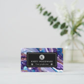 水彩紫&青グリッター瑪瑙アルコールインキ 名刺 (スタンド正面)