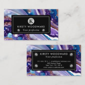 水彩紫&青グリッター瑪瑙アルコールインキ 名刺 (正面/裏面)