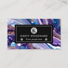 水彩紫&青グリッター瑪瑙アルコールインキ 名刺