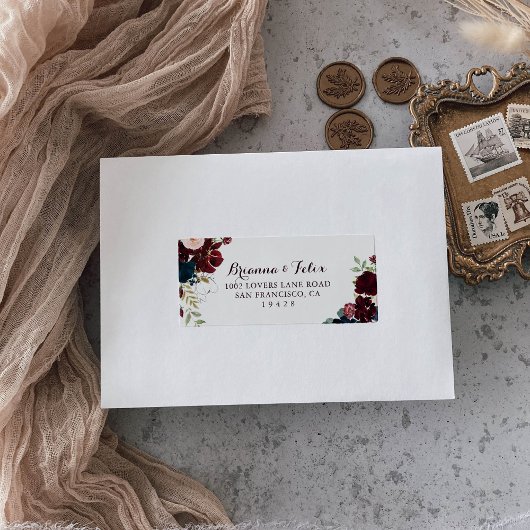 水彩結図解入りの、写真付きの婚式RSVP住所 シール