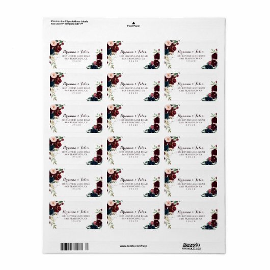 水彩結図解入りの、写真付きの婚式RSVP住所 シール (フルシート)