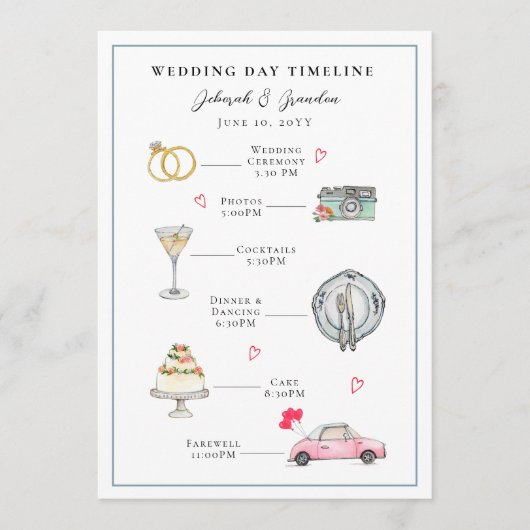 水彩結図解入りの、写真付きの婚日 プログラム (正面)