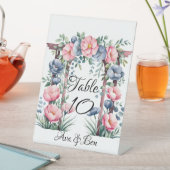 水彩結婚のアーチピンクとブルー開花 台座サイン (インサイチュ)