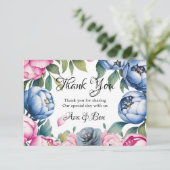 水彩結婚のアーチピンクとブルー サンキューカード (スタンド正面)