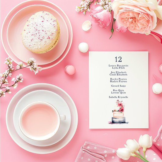 水彩結婚のケーキ台数表 招待状