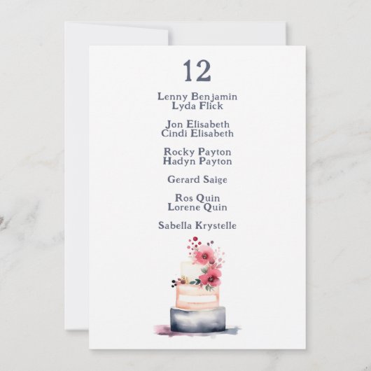 水彩結婚のケーキ台数表 招待状 (裏面)