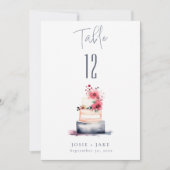 水彩結婚のケーキ台数表 招待状 (正面)