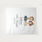 水彩結婚のタペストリー新郎新婦予測できな タペストリー (正面(横))