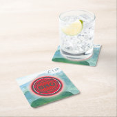 水彩結婚のバーベキュー スクエアペーパーコースター (インサイチュ)