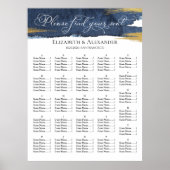 水彩結婚の座席表 |青い抽象芸術 ポスター (正面)