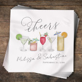 水彩結婚カクテルパーソナライズされた スタンダードカクテルナプキン