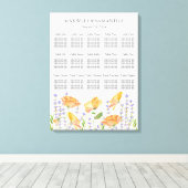 水彩結婚シーティングチャートワイルドフラワーテーマ キャンバスプリント (インサイチュ (ウッドフロア))