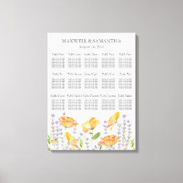 水彩結婚シーティングチャートワイルドフラワーテーマ キャンバスプリント