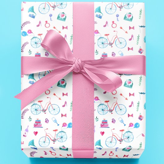 水彩結婚テーマ ラッピングペーパー