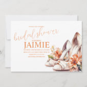 水彩結婚ヒールフローラブライダルシャワー 招待状 (正面)