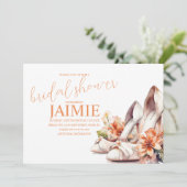 水彩結婚ヒールフローラブライダルシャワー 招待状 (スタンド正面)