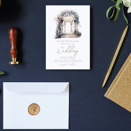 水彩結婚フローラアーチ 招待状