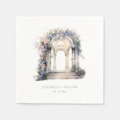 水彩結婚フローラパーソナライズされた スタンダードカクテルナプキン (正面)