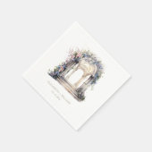 水彩結婚フローラパーソナライズされた スタンダードカクテルナプキン (角)