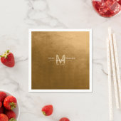 水彩結婚モノグラム秋金ゴールドID786 スタンダードカクテルナプキン (インサイチュ)